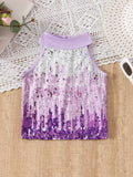 Purple Sleeveless Top + Tutu Skirt Suit