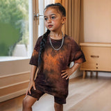 Tie-Dye Printed Short Sleeve Suit