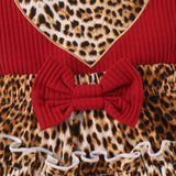 Heart Leopard Print Halter Top + Leopard Print Cake Skirt Set