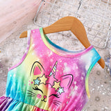 Cat Gradient Printing Dress