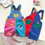 Boy Cartoon Bear Letter Splicing Suspender Shorts