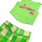 Letter Vest Plaid Trousers Suit