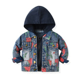 Children's Dinosaur Print Denim Hooded Jacket