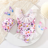 Sweet Flowers Swimsuit + Swimming Cap