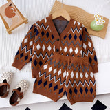 Children's Suit Printed Sweater Cardigan + Shorts
