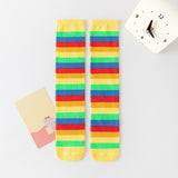 Rainbow striped mid-calf socks and knee socks for children autumn and winter