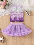 Purple Sleeveless Top + Tutu Skirt Suit