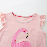 Short-sleeved summer dress with cartoon appliqué round neck, cute princess dress for girls