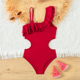 Red One-Piece Girl's Swimsuit