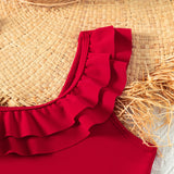 Red One-Piece Girl's Swimsuit