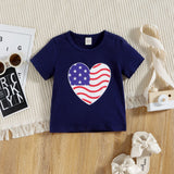 Independence Day Festival-Printed Short Sleeve Trousers Suit