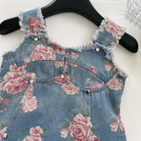 Denim Sling Top + Bud-Shaped Pants Two-Piece Set
