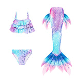 Children's Mermaid Swimsuit Girls' Colorful Mermaid Tail Three Piece Set Swimming Suit