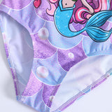 Mermaid Print Swimsuit + Swimming Cap