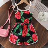 Flower Printing Gallus Siamese Trousers