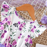 Floral Print Stitching Mesh Dress