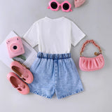 Butterfly Print Short Sleeve + Butterfly Denim Shorts