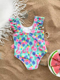 Flamingo Ruffled Cartoon Swimsuit