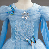 Colorful butterfly long-sleeved princess dress party dress