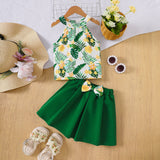 Printed Halter Top Skirt Suit