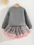 Girls' Color Knitted Sweater Tutu Skirt Two-Piece Set