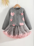 Girls' Color Knitted Sweater Tutu Skirt Two-Piece Set