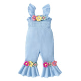 Knitted Three-Dimensional Flower Bell-Bottom Pants