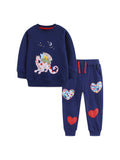 Dinosaur Embroidered Patch Sweatshirt Suit