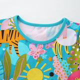 Girls' dress with cartoon animal print princess dress