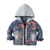 Children's Dinosaur Print Denim Hooded Jacket
