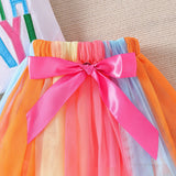 Letter Short Sleeve Top Skirt Suit