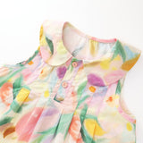 Oil Painting Style Sleeveless Printed Dress