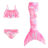 Children's Mermaid Swimsuit Girls' Colorful Scale Suspender Fishtail Swimsuit Three-Piece Set