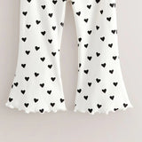 Girls Love Pattern Flared Legs