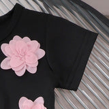 Pink Flower T-shirt + Skirt