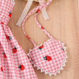 Strawberry Printing Pastoral Style Dress + Bag