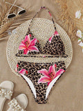 Leopard Print Flower Swimsuit