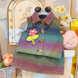 Gradient Vest Washed Soft Denim Skirt Two-Piece Set