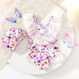 Sweet Flowers Swimsuit + Swimming Cap