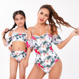 Mom & Me-Leaf Print Swimsuit