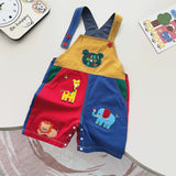 Boy Cartoon Bear Letter Splicing Suspender Shorts