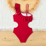 Red One-Piece Girl's Swimsuit