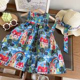 Western Style Little Girl Beach Vacation Vest Skirt + Hat