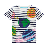 Cartoon Star Print Casual Crew Neck Top