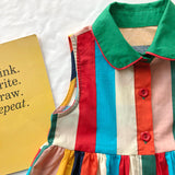 MOM &  Me -Sleeveless Colorful Striped Vest Dress