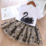 Cartoon Swan Short Sleeve + Skirt