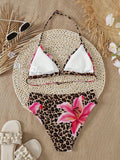 Leopard Print Flower Swimsuit