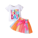 Letter Short Sleeve Top Skirt Suit