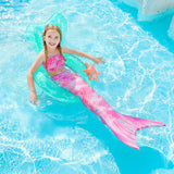 Children's Mermaid Swimsuit Girls' Colorful Scale Suspender Fishtail Swimsuit Three-Piece Set