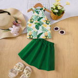 Printed Halter Top Skirt Suit